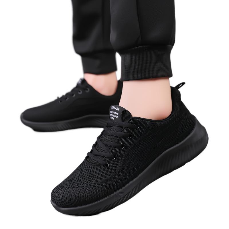New black sneakers trendy shoes casual running shoes running shoes spring and autumn shock absorption