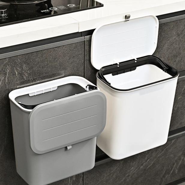Large Capacity Wall-Mounted Trash Can with Lid for Kitchen, Office, and Bathroom