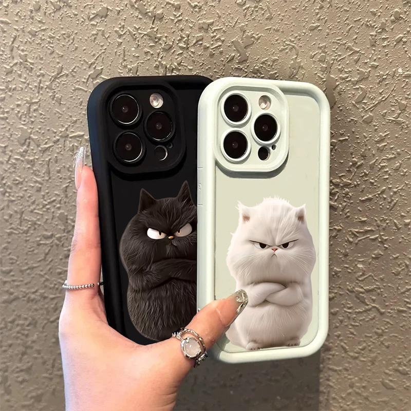 Cute Black Cat Soft TPU Phone Case For iPhone 16 15 14 Pro Max 13 12 11 Pro Max 7 8 Plus XR X XS 16E Shockproof Silicone Cover