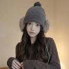 Large Head Circumference Knitted Trapper Hat Plush Wool Cap  Cloth Accessories