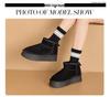 Women's Winter Suede Fleece-Lined Short Boots - Thick Sole, Warm, Fashionable, Casual, Trendy Cotton Boots.
