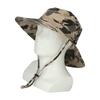 UPF50+ Fishing Hat with Mesh Vents Adjustable Strap Wide Brim Khaki Camouflage Sun Hat for Outdoor Hiking