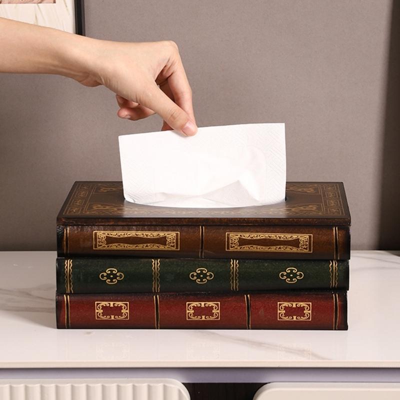 Wood Tissue Box Holder Retro American Styles Home Decoration Kitchen Countertop Organizers