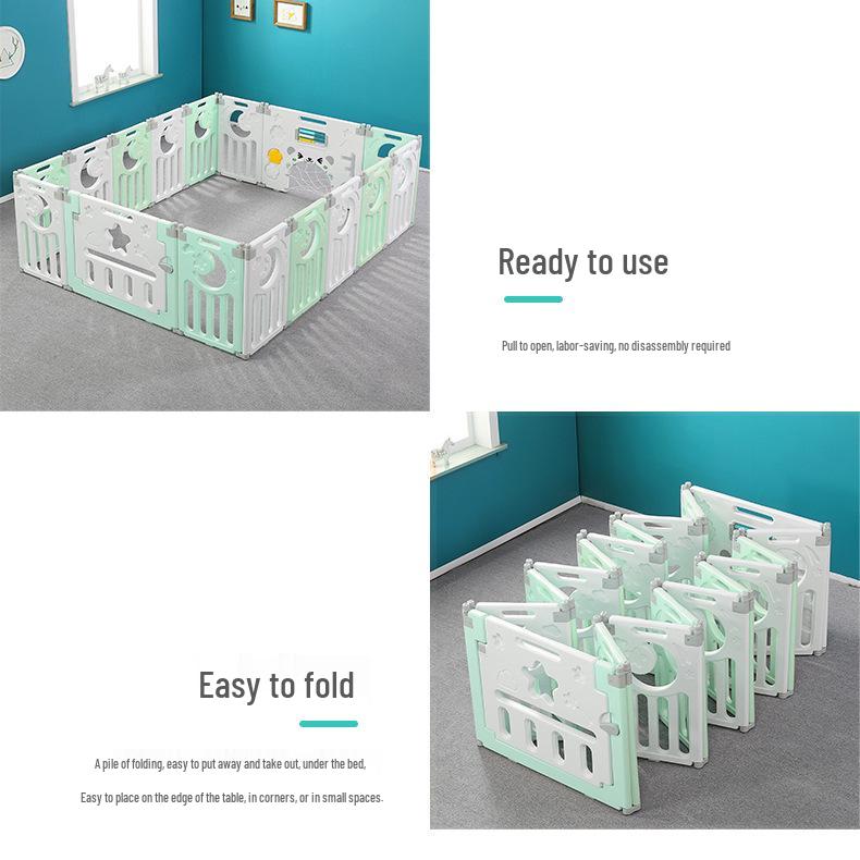 Folding Children's Playpen: Indoor Playground & Baby Crawling Mat with Safety Walker Guardrail
