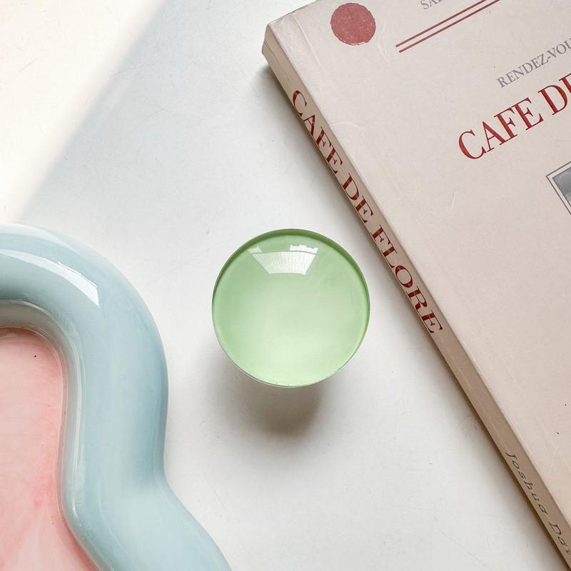 

Round Glass Solid Color Phone Holder Airbag Simple Korean Ins Style Adhesive Extendable Portable White Background Bracket