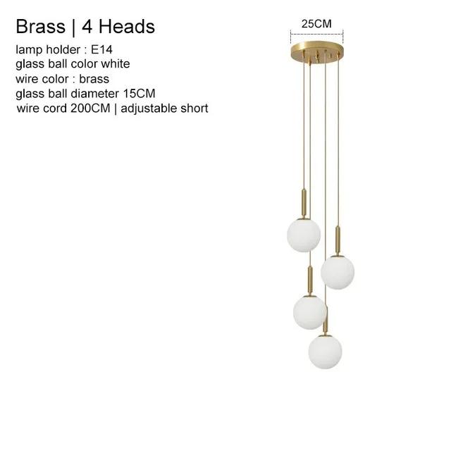 Modern Glass Pendant Light Brass Black Milk Ball LED Chandeliers Lighting for Bedroom Dining Stairs Ceiling Hanging Lamp Lustres