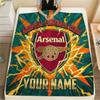 Custom Name Arsenal Flannel Blanket, High Quality Comfortable for All Seasons, Home Decor, Warmth and Comfort