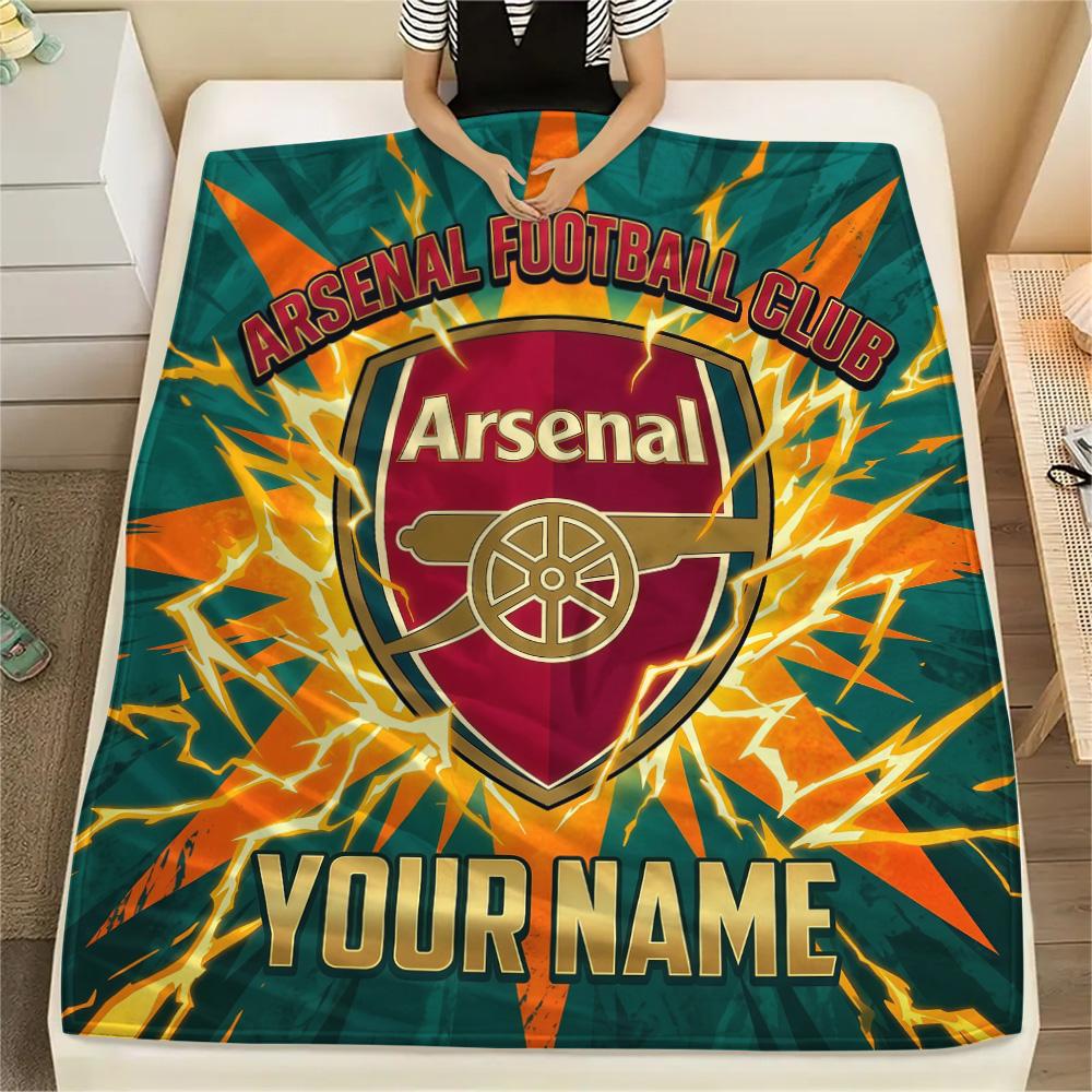 Custom Name Arsenal Flannel Blanket, High Quality Comfortable for All Seasons, Home Decor, Warmth and Comfort