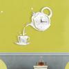 Diy Acrylic Coffee Cup Teapot 3D Wall Clock Decorative Kitchen Wall Clocks Decor