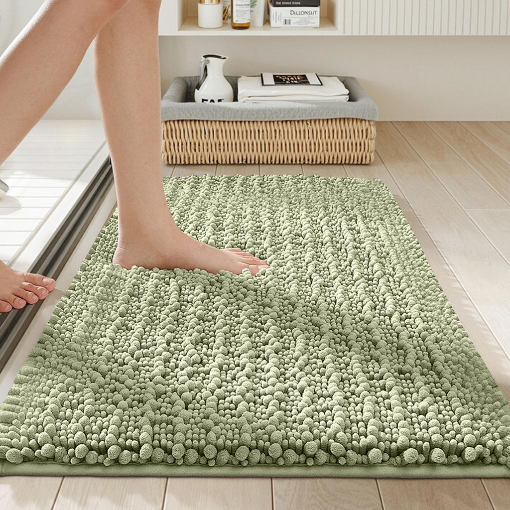 Chenille Bathroom Rug, Extra Soft, Thick, Absorbent, Long-pile, Non-, Machine Washable And Dryable, Suitable For Bathrooms.