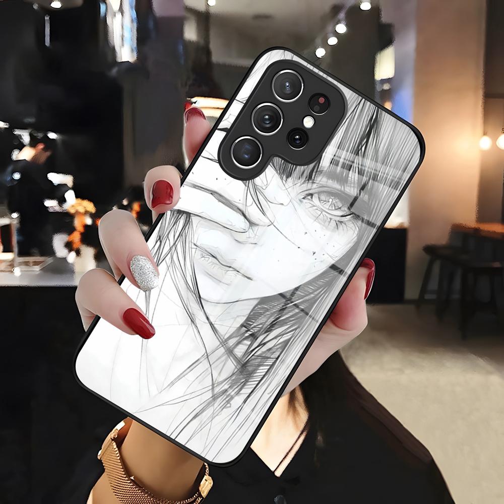 Sketch Anime Girl Phone Case For Samsung S26 S25 Edge Ultra 24 23 22 21 Ultra Plus Fe A55 56 15 4G 5G Glass Cover