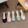 Small Floral Sweet Style Women's Summer Outer Wear 2025 Sandals New Arrival Bow Dress Thick Heeled Sandals