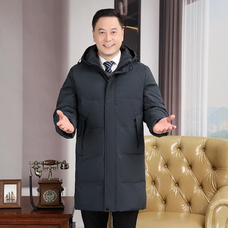 

Men s Mid-Length Hooded Down Jacket with Fur Collar - Thick, Warm Workwear 5XL