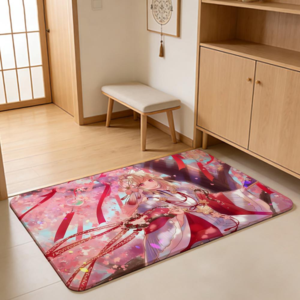 ANIME F-Fox Spirit Matchmaker Floor Mat Absorbent Floor Mat Non-Slip Entrance Rug for Bathrooms Restrooms and Toilets