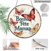 2D Flat, 1pc 7.87x7.87 Inch Round French Aluminum Sign, "Happy Mother's Day" Vintage Decorative Plaque, Butterfly Theme, Suitable for Decorating