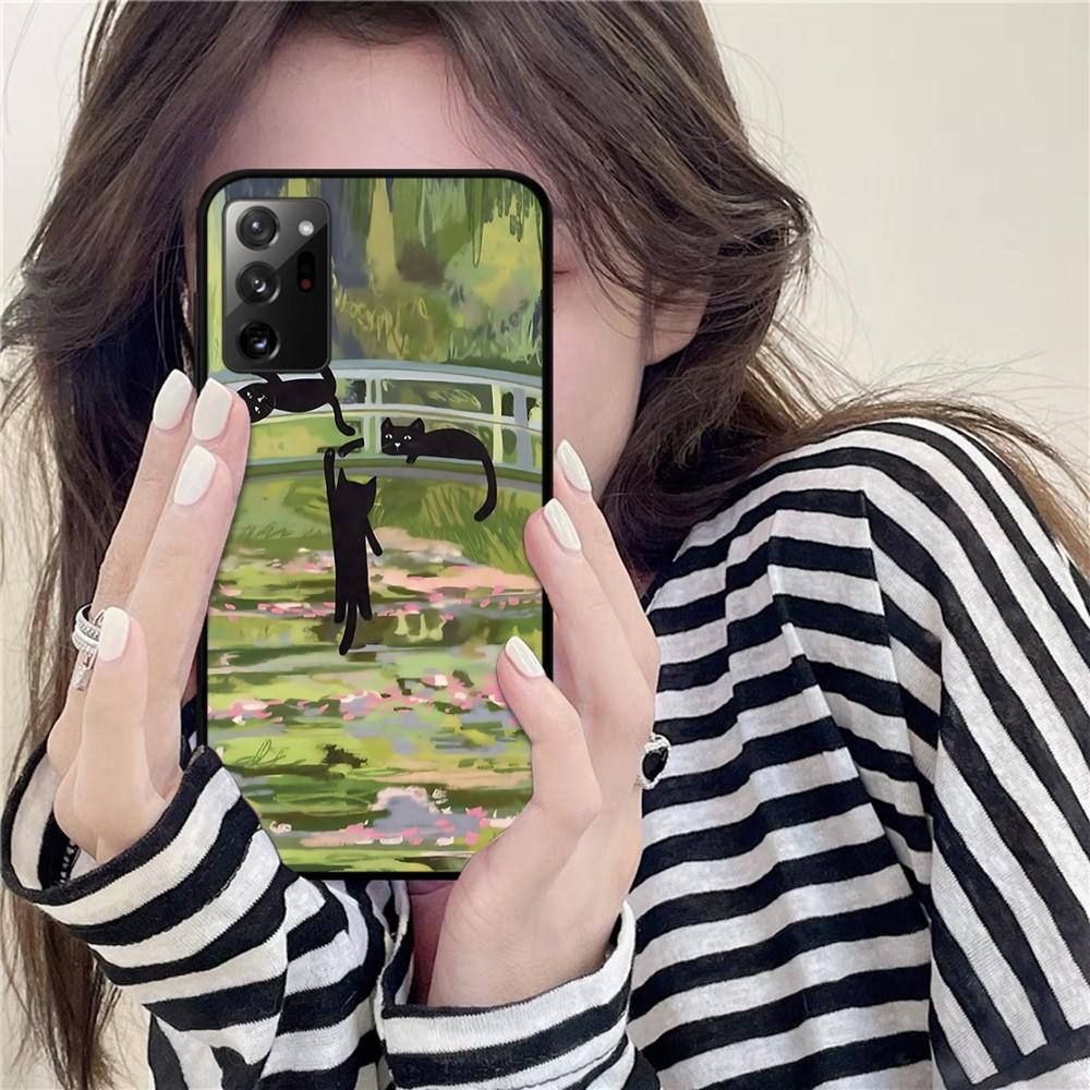 

Cartoon Animal Black Cat Oil Painting Phone Case For Samsung A 10 11 12 13 20 21 22 30 31 32 40 51 52 53 70 71 72 73 91 13 Shell Samsung A40