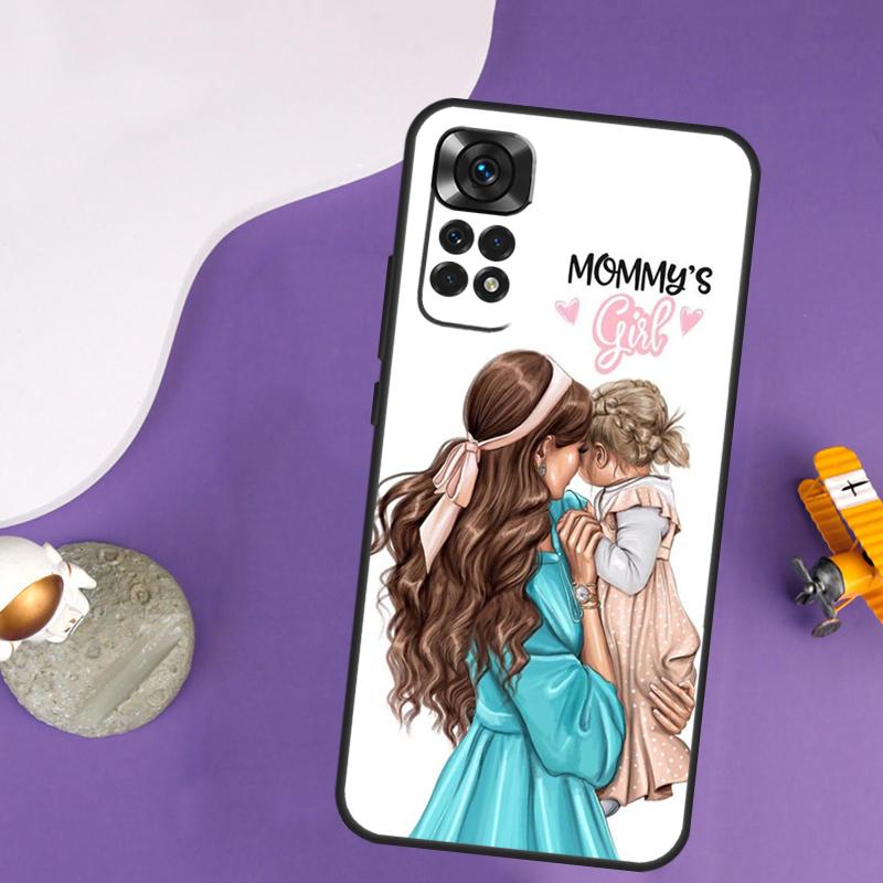 Black Brown Hair Baby Mom Girl Queen Case For Xiaomi Redmi Note 13 14 Pro 12 9 10 11 Pro 10S 11S 12S Redmi 14C 13C 10C 12C Cover