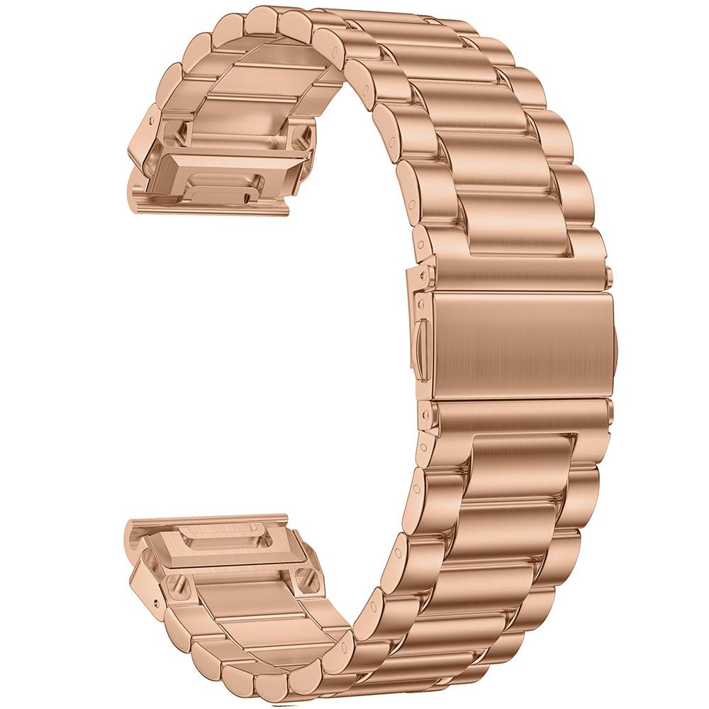 22mm 3-Bead Watch Band for Garmin Fenix 8 Pro AMOLED 47mm/8 47mm/E 47mm Stainless Steel Replacement Strap with Folding Clasp