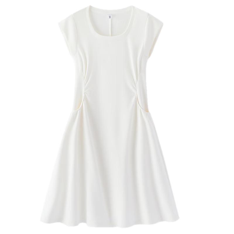 Semir Women's U-Neck Pleated Short Sleeve Dress