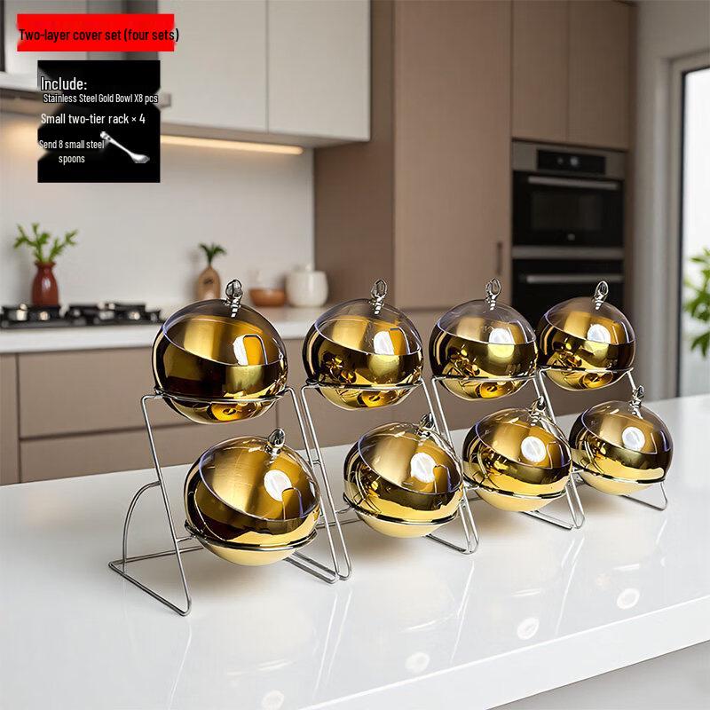 Jingbaodi Two-Tier Stainless Steel Buffet Dishware Set
