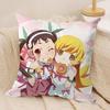 Cute O-Owarimonogatari Cushion Cover Silky Short Plush Double-Sided Printed Pillow Case for Sofa All Seasons Home Decor Gift