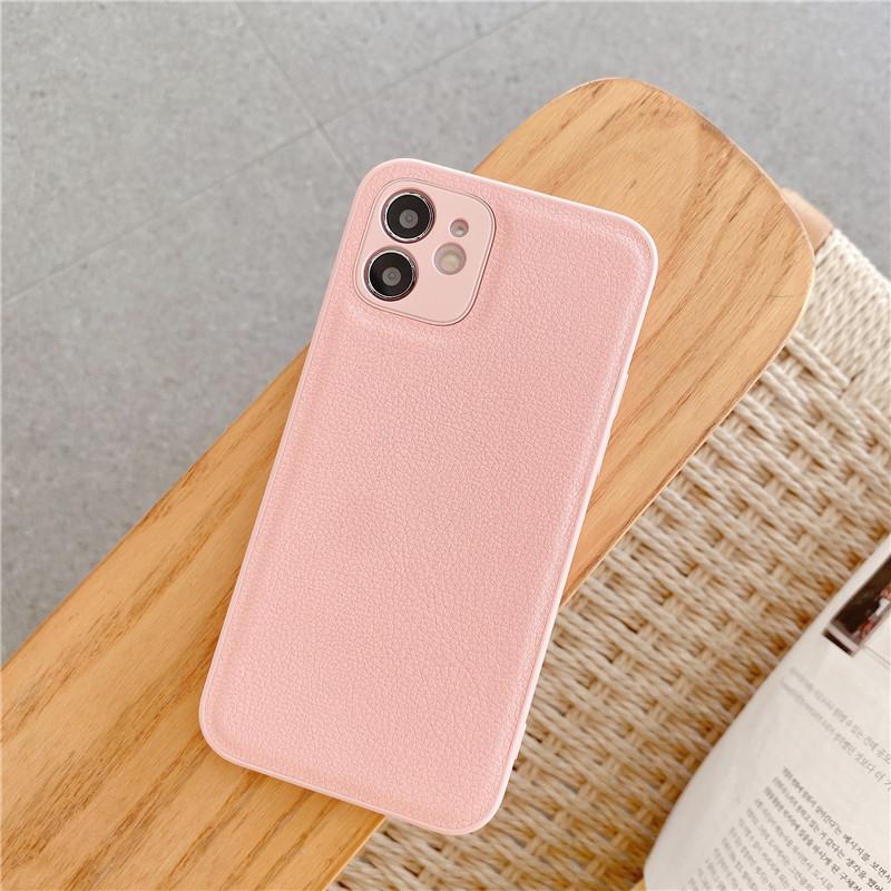 Korean style ins autumn and winter gentle milk tea color iPhone11/11Pro max mobile phone case 11Pro leather pattern
