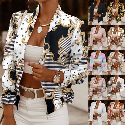 Kadın Moda Uzun Kollu Fermuar Katı Rahat Kısa Ceket Palto