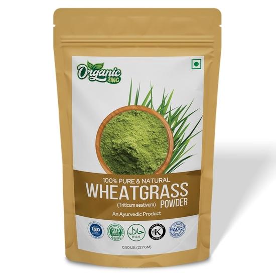 Organic Zing Wheatgrass Powder 227g (Triticum Aestivum) | Natural Detox Supplement | Pack of 1-8oz