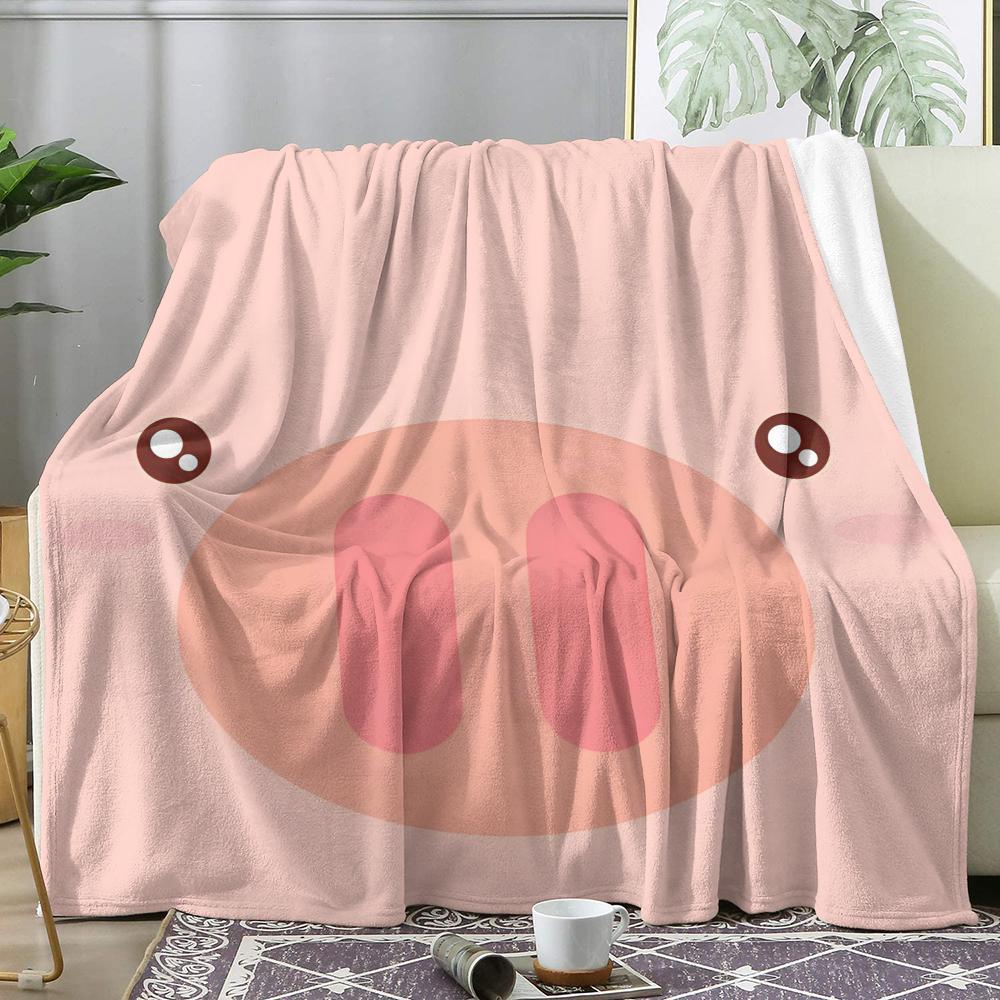 Pensive Piggy Throw Soft Flannel Throw Summer AC Blanket Lightweight Cool Nap Blanket for Sofa Bed Couch Travel