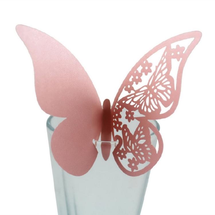 Place Card Butterfly 100pcs Name Wine Glass Cup Glass High Feet Cup Decoration