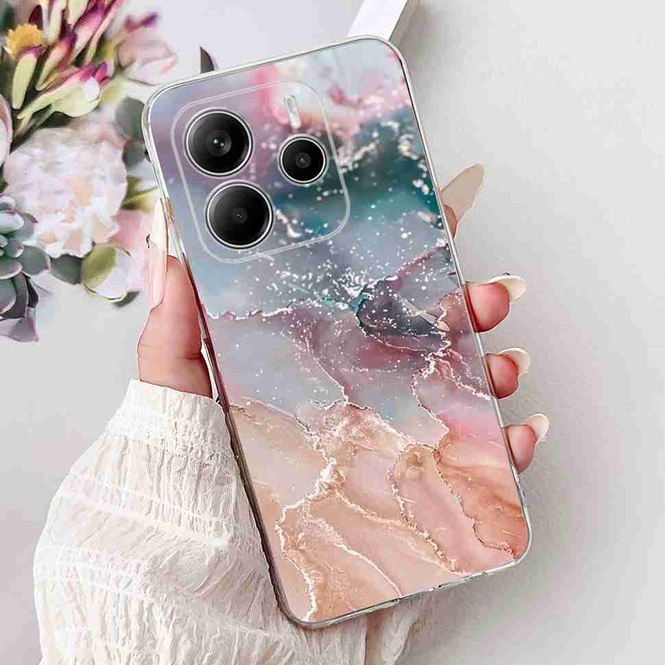 For Xiaomi Redmi Note 14 Pro 5G Case Beautiful Flower Heart Cover Soft Silicone Casing For Redmi Note 14 Note14 4G Cover Coque