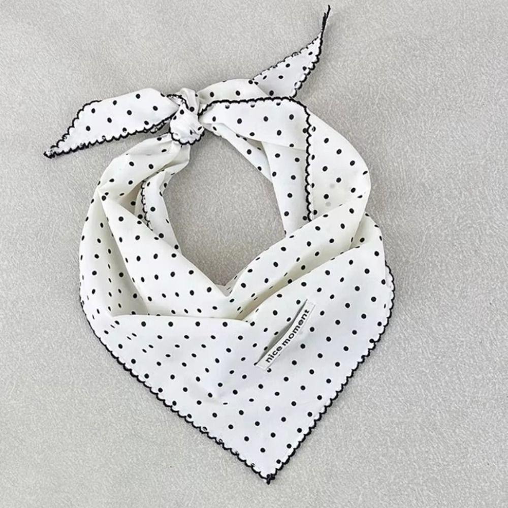 Lace Trim Polka Dot Headband Polyester Triangular Headscarf Fashion Triangular Hair Band Summer