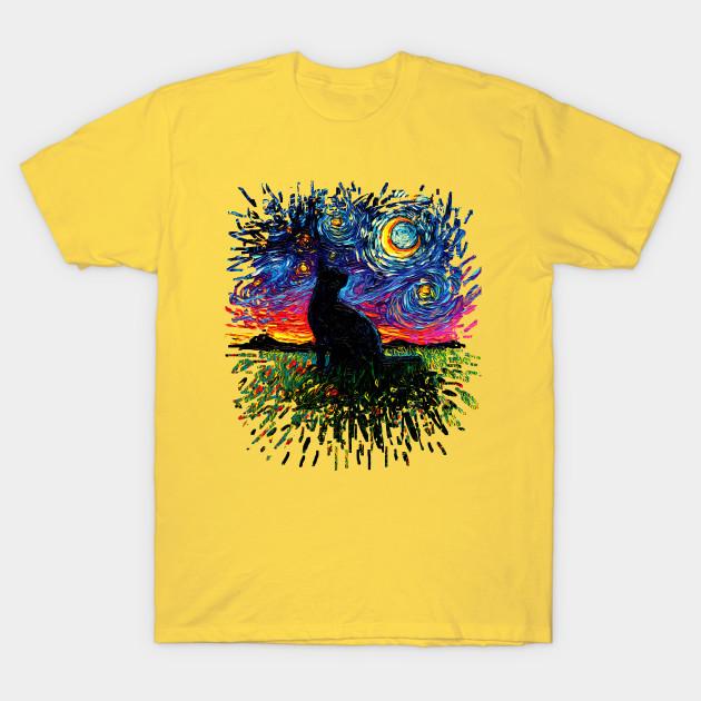 Unisex Fashion TShirt Black Cat Night Splash Version Print TShirt Plus Size XS-6XL T-Shirt 100%Cotton Tops O Neck Short Sleeve Tees