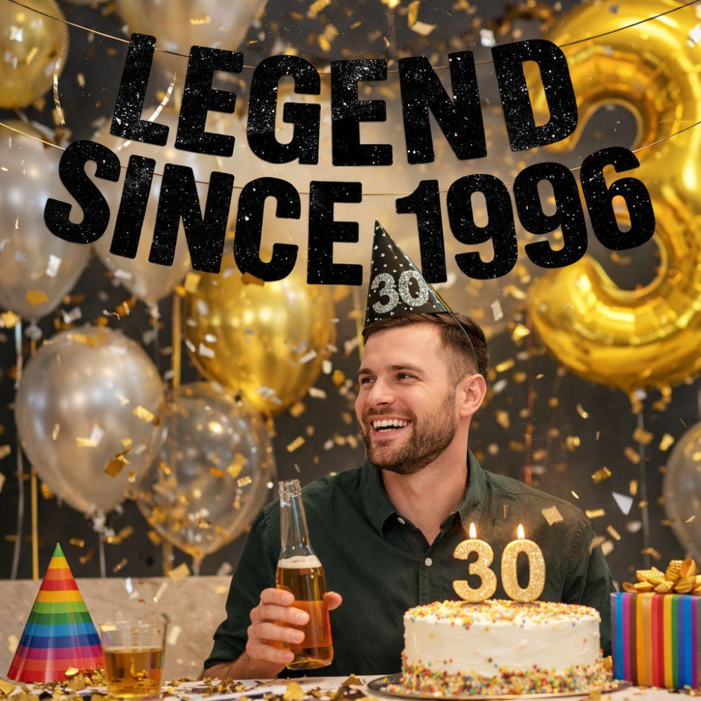 Černý Papírový Legendární Od roku 1996 Banner Girlanda Ručně Vyrobený Šťastné Narozeniny Banner Dekorativní Oslava Párty Scéna Rekvizita Darování