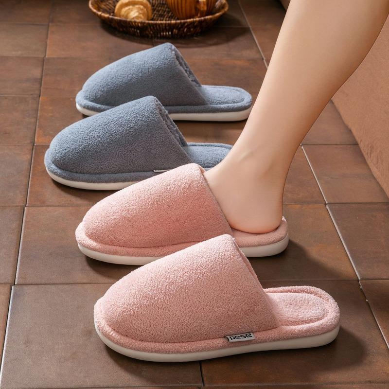 New Cotton Slippers Women's Winter Couple Indoor Floor Home Home Home Non-slip Warm Fluffy Slippers Men