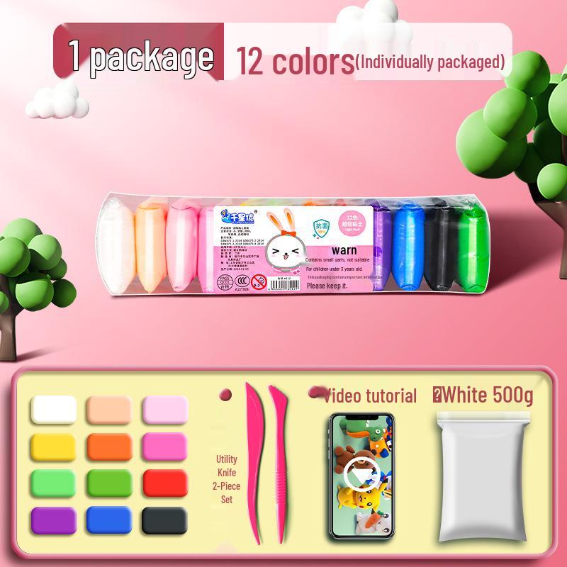 Super Light Non-Toxic Odorless Clay for Kids - 12 Colors Playdough Set