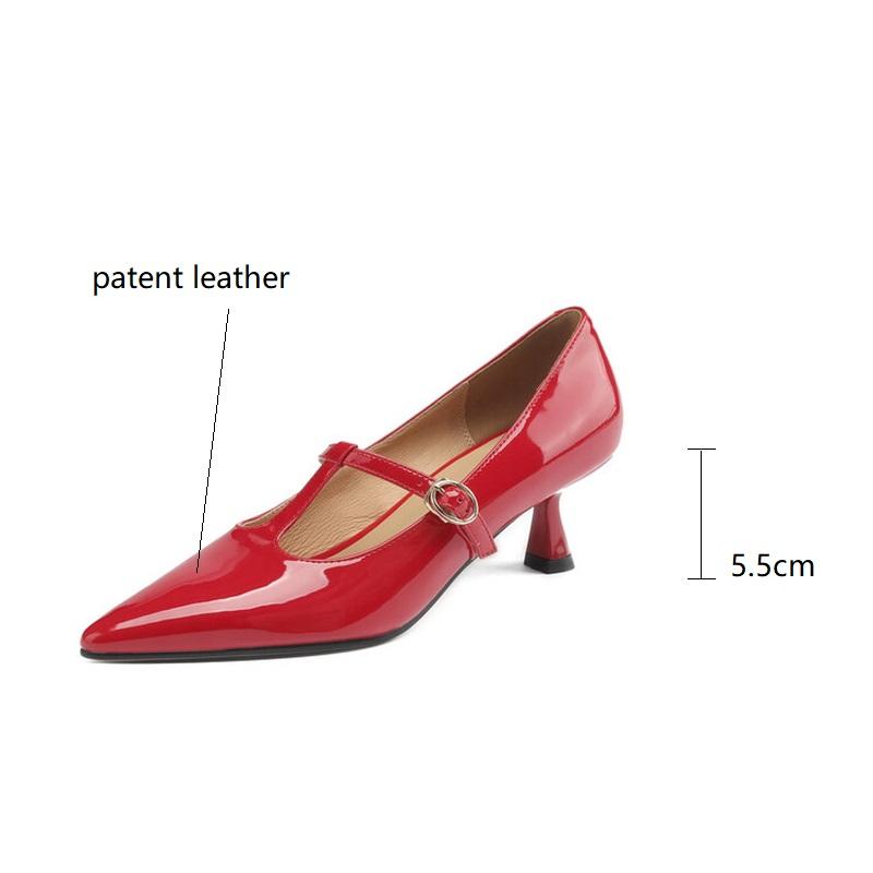 Fashion 2024 Spring Summer Patent Leather Women Shoes Pointed Toe Shallow Women Pumps Mary Jane Shoes for Women High Heels Large Size