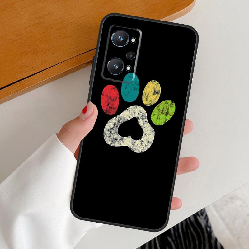 Dog foot print Paw Colorful Pattern For Realme 11 12 Pro Plus 10 9 GT5 GT Neo 6 C25s C21Y C30 C31 C33 C35 C51 C53 C55 C67 Case