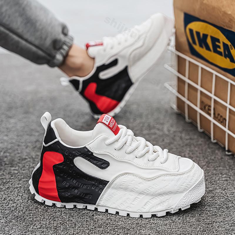 

Мода Мужская Мода Тренд Низкий Верх Толстая Подошва Повседневная Спортивная Обувь 2025 Весна Нескользящие Удобные Нишевый Дизайн На Шнуровке Массивные кроссовки 48 красный