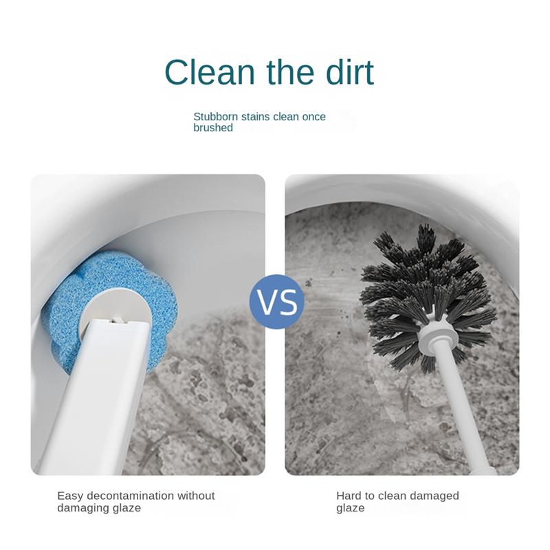 A20F-Disposable Toilet Brush Cleaning Kit With 12 Disposable Toilet Brush Refill Heads,For Bathroom Cleaning 40X12.5Cm