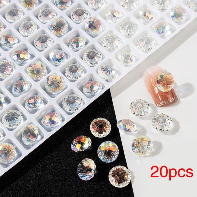 20Pcs Pointed Bottom Nail Rhinestones Diamond Nail Charms 3D Crystal Gems Jewelry DIY Manicures Nail Decorations