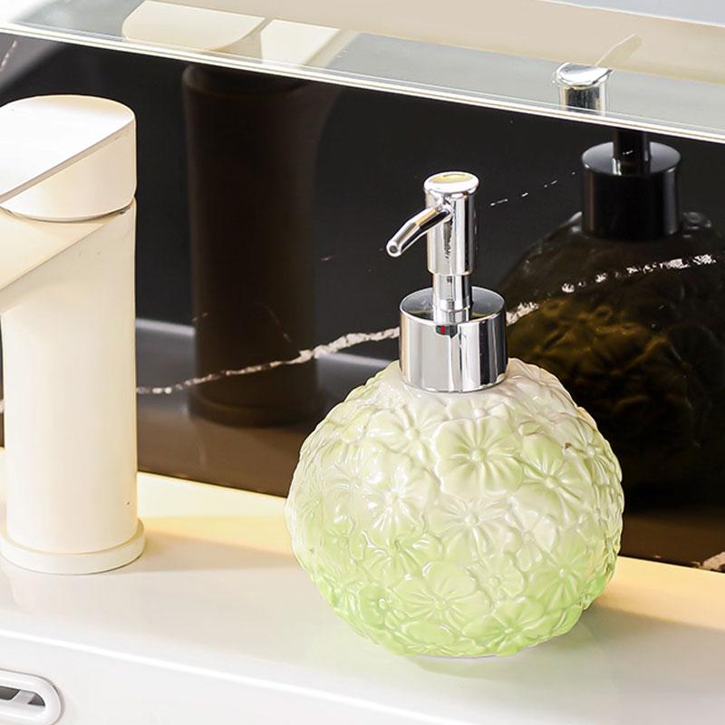 400ml Soap Dispenser Ceramic Lotion Bottle Household Toilet Washstand Shampoo Shower Gel Press Type Split Bottle Cup Dispenser