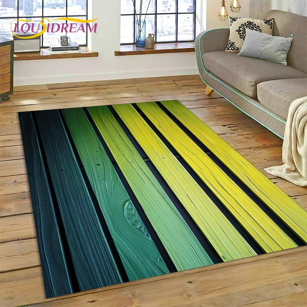 3D Bunt Holzmaserung Holz Kundenspezifischer Teppich Teppich für Wohnzimmer Schlafzimmer Dekor, Fußmatte Rutschfeste Dekoration für Sofa Fußmatte