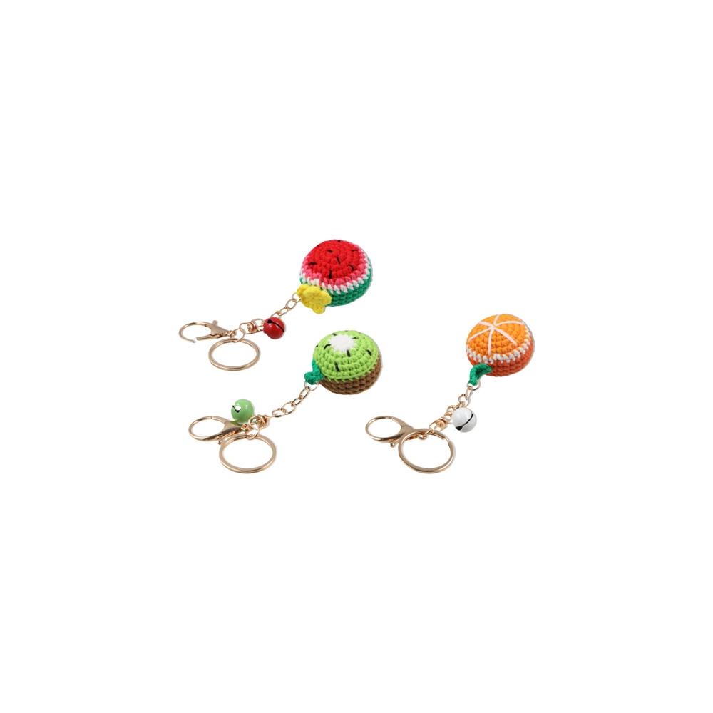 Strawberry Knitting Car Keychain Lemon Donut Knitted Keyring Fruit Keychain  Ladies Girls