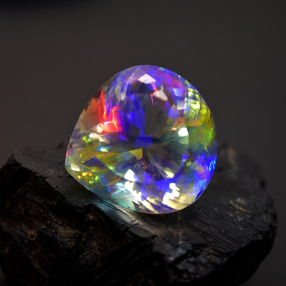 Lab-Created Rainbow Topaz Loose Gemstone 212 Ct Mystic Pear Cut for Jewelry Making and Crafts