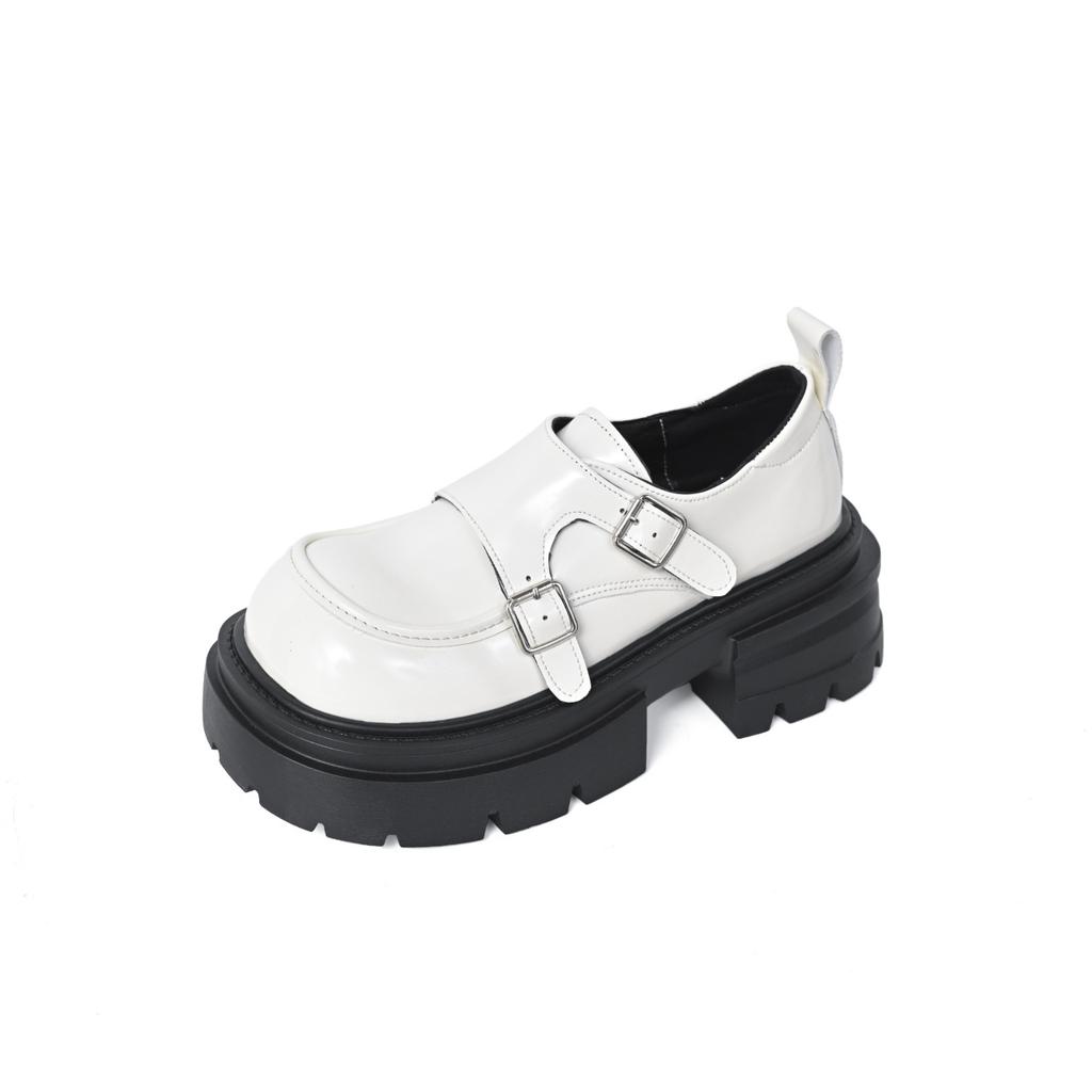 Spring 2025 New High-end Platform Thick-heeled Single Shoes British Style Loafers Versatile Niche Heightening Leather Shoes