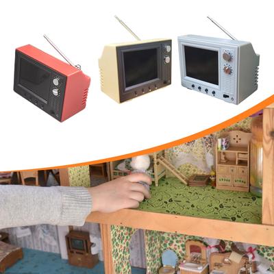 Mini Working TV for Dollhouse, 12TH Scale Miniature Doll Furniture Decor, Miniature TV, Tiny Television Toy Mini TV Furniture