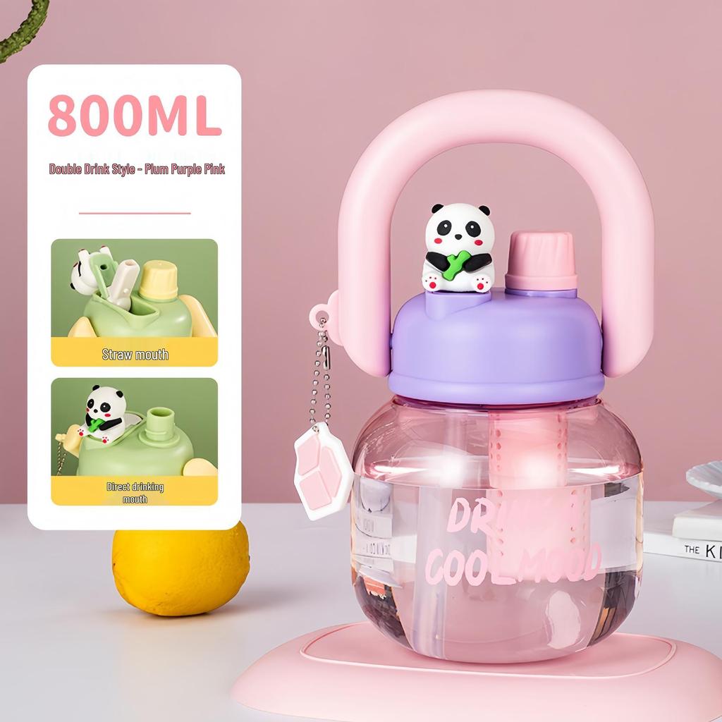 Large-Capacity Cartoon Kids' Water Cup with Straw & Tea Filter