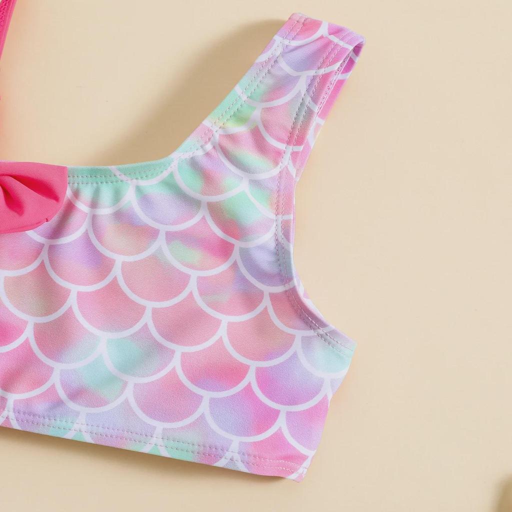 One-Shoulder Bow Bikini Swimsuit for Baby Girls