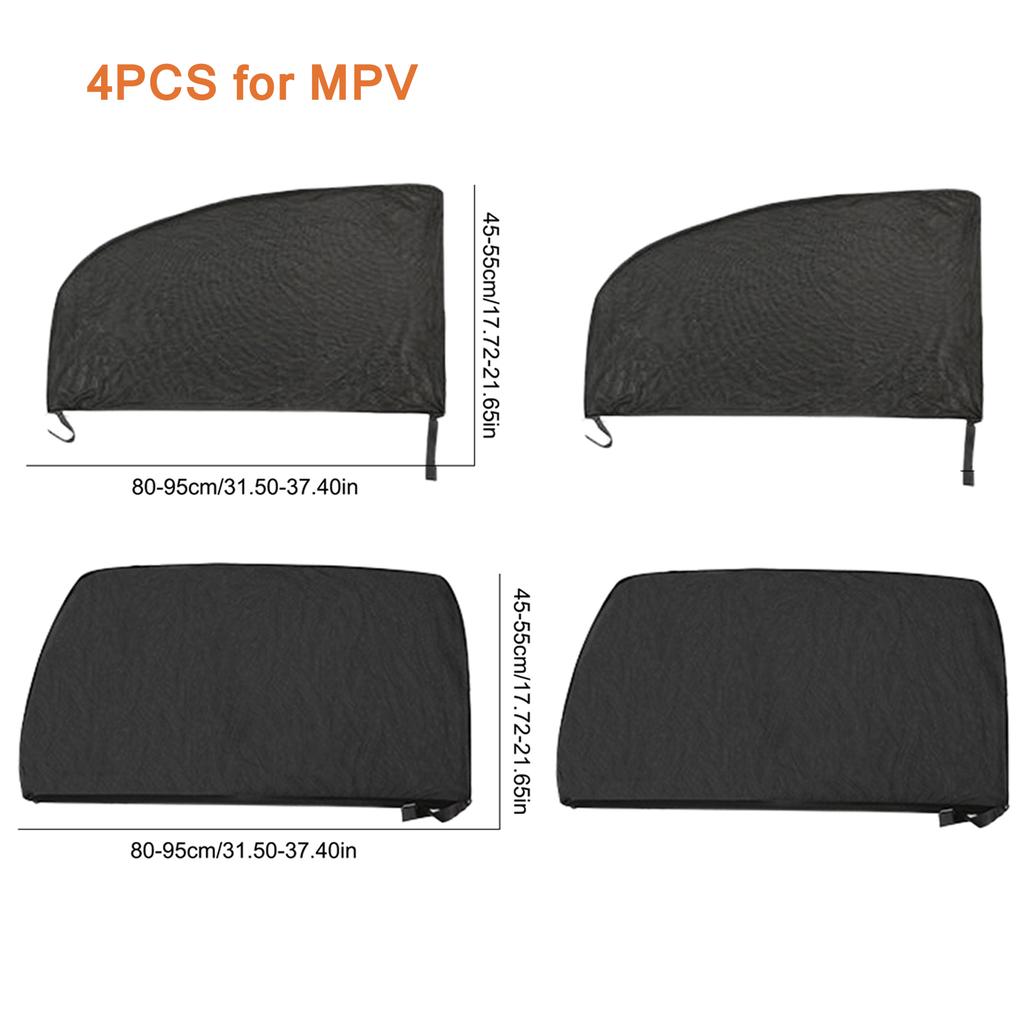 4pcs Car Window Screen Door Covers Front/Rear Side Window UV Sunshine Cover Shade Mesh Car Mosquito Net For Cars SUVs MPV